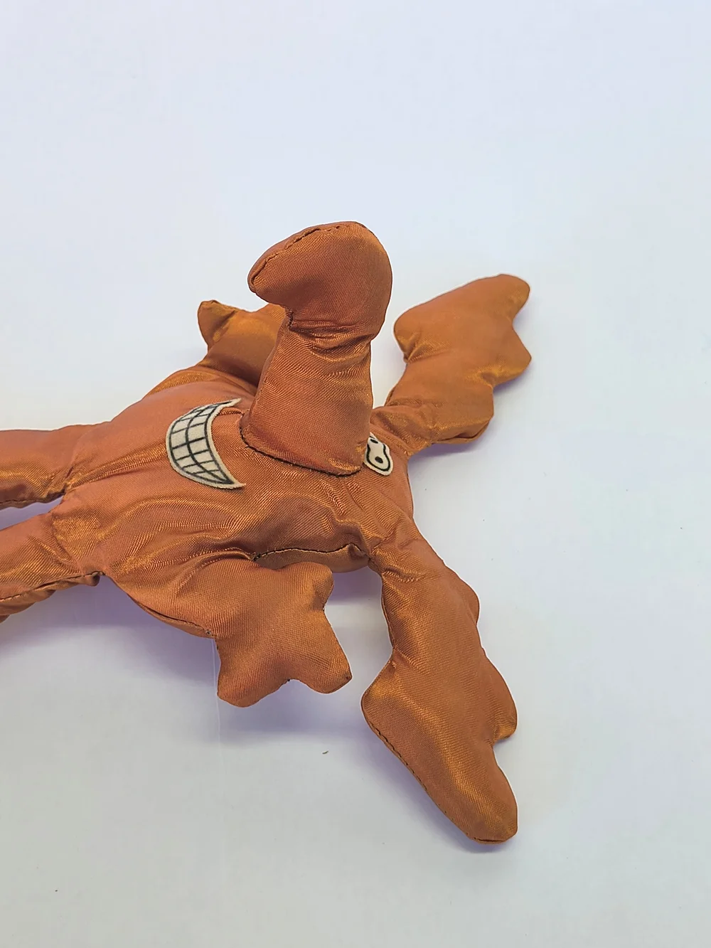 VINTAGE Stuffies Brother Art Orange Satin Monster Plush Wire Posable Toy 10